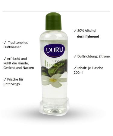 Duru Lemon Cologne 200 ml Lemon 6.76 Fl Oz (Pack of 1) - Buy Online on GoSupps.com