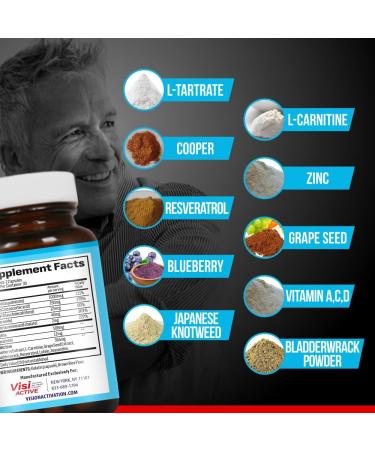 Vision Support Supplement - Eye Health Formula with L-Tartrate Resveratrol Blueberry Extract Vitamins A C D & 11 Ingredients for Vision Support - 60 Capsules/Bottle - 1 Pack 60 Count (Pack of 1) - Buy Online on GoSupps.com