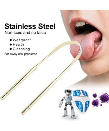 Dykaae Tongue Scraper - Stainless Steel Fresh Breath Cleaner for Adults & Children | Gold Metal Tongue Brush - Buy Online on GoSupps.com