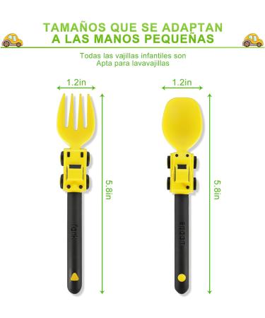 Silicone Baby Cutlery Set - 2-Part Spoon & Fork for 6+ Months - Baby Led Weaning Accessories with Storage Box (Yellow) - Buy Online on GoSupps.com