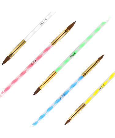 Nail Brush Set For Acrylic Powder 5pcs Acrylic Nail Brush Set Nail Varnish Brush For Gel Polish Design Nail Art Parting UV Gel DIY Brush Pen Nail Art Drawing Tool Set Includes NO.2/4/6/8/10