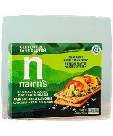 Nairn s Rosemary & Sea Salt Oat Flatbreads | Made with Gluten Free Wholegrain Oats | High Fibre | Plant-Based | Vegan & Non-GMO | No Artificial Colours Flavours or Preservatives | 150g (6-Pack) - Buy Online on GoSupps.com