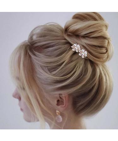 Yheakne Gold Flower Pearl Wedding Hair Pins 2Pcs - Bridal Hair Accessories with Crystal Accents - Vintage Boho Hair Barrette Pins for Women and Girls - Buy Online on GoSupps.com