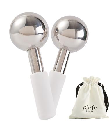 Pfefe Ice Globes for Face & Eyes  Unbreakable Stainless Steel Cryo Sticks for Beauty Routines  Facials Cold Roller Cooling Globes for Puffiness  Wrinkles  Dark Circles  Headaches White