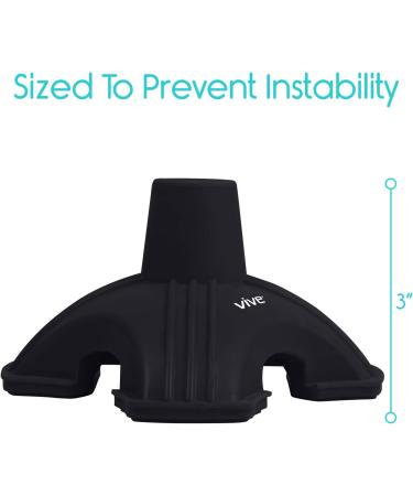 Vive Cane Tip - Quad Rubber Replacement Foot Pad for Walking Canes | Stable 4 Point Self Standing Tripod Stand | Universal 4 Leg Attachment for Walking Stick (Black) - Buy Online on GoSupps.com