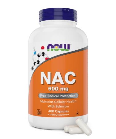 Now NAC 600 mg 400 Veg Capsules N-Acetyl Cysteine with Selenium