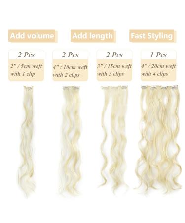 Gairyan 50cm Clip-In Synthetic Hair Extensions - Curly Wavy Bleach Blonde 7 Parts for Women - Buy Online on GoSupps.com