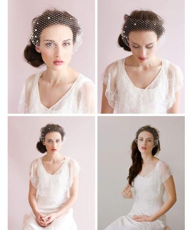 Elegant Beryuan Ladies Fascinator with Veil & Pearls | Bridal Hair Comb & Party Headgear (White) - Buy Online on GoSupps.com