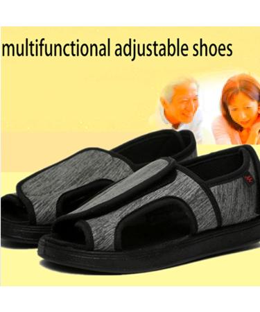 LEEWEE Open Toe Diabetic Orthopedic Slippers - Extra Wide Fit Sandals for Sensitive Feet - Grey, Size 34 - Buy Online on GoSupps.com