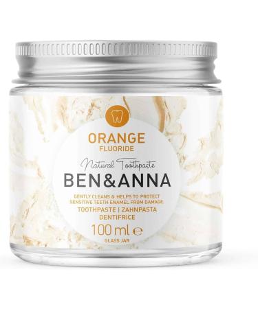 Ben & Anna Trio Fluoride Toothpaste - Orange White & Strawberry | Natural Vegan Whitening Toothpaste | Sustainable Glass Packaging | 100g Bio Cosmetic - Buy Online on GoSupps.com