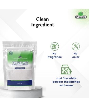 Myoc Trehalose powder Cosmetic ingredient for skin and hair care formulations Moisture Booster and Stabilizer for DIY Products 227g 8oz - Buy Online on GoSupps.com