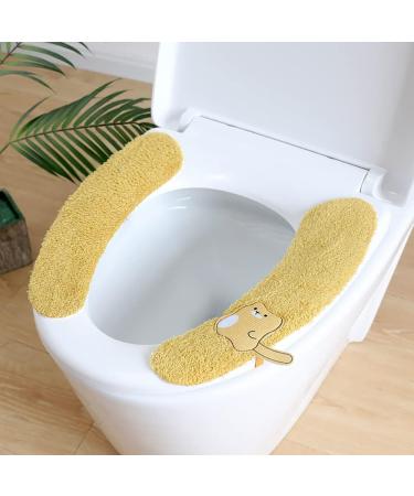 Hadeeong 4Pairs Plush Warm Toilet Seat Covers - Washable & Reusable Seat Pads for Winter - Fits All Toilet Seats - Buy Online on GoSupps.com