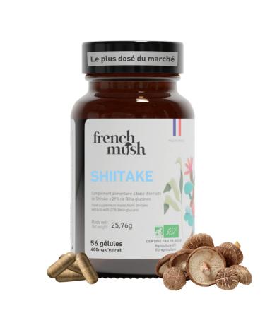 French Mush Shiitak Bio 56 G lules Vegan - Immunit Digestion & Bien- tre G n ral Extrait Concentr de Shiitak (Lentinula edodes) 2 G lules/Jour 100% Bio & Fabriqu en France.
