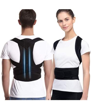 Posture Corrector for Men and Women Back Posture Brace Clavicle Support Stop Slouching and Hunching Adjustable Back Trainer (Color : Black Size : Large) Feito na China Full moon lofty ambition