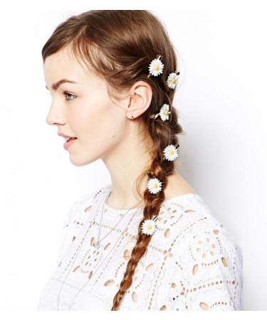 Yueton 10pcs Little Daisy Flower Hair Clips - White | Bride Head-wear Bobby Pin Alligator Clip Barrettes for Women - Buy Online on GoSupps.com