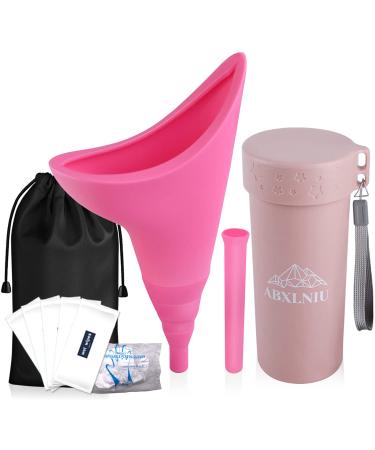 ABXLNIU Female Urinals Portable, Female Urination Device with Tube, Silicone Pee Funnel for Women Standing Up Used for Car Outdoor Activities Pink