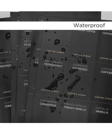 Joyfulmap Coffee Syrup Labels for Caramel Vanilla Mocha Classic Bottles Minimalist bar Espresso Bean Chocolate Mint Pre-Printed Stickers Flushable Waterproof and Oil-Proof(Black) - Buy Online on GoSupps.com