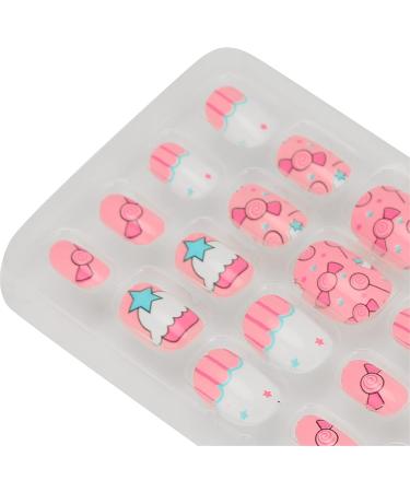 Kids Nail Art Kids False Nails Cartoon Pattern Full Cover Artificial False Nails Children False Nails Colored Girls Press On Nails Removable Kids Fake Nails (02) - Buy Online on GoSupps.com