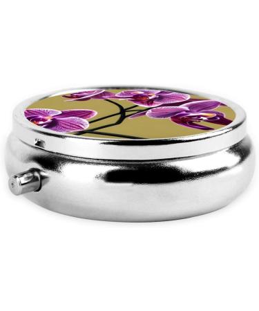 Beautiful Orchids Round Pill Box | 3 Compartment Travel Organizer | Portable Pill Box for Travel - Buy Online on GoSupps.com