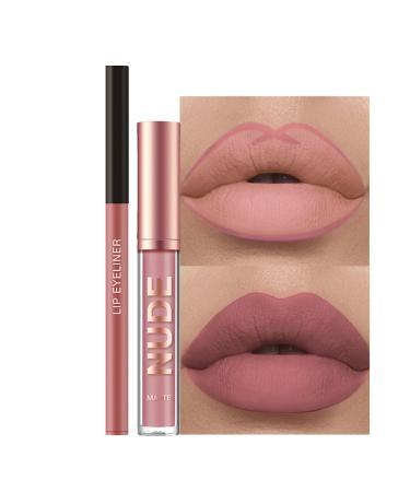 Rosarden Matte Lipstick Lip Liner Set - 2Pcs Nude Lip Gloss and Lip Liner Set - Non-Stick Cup Waterproof Long Lasting Lipstick and Lip Liner Set -Velvety Cream Lipliner Lip Gloss MakeUp Set #01 - Buy Online on GoSupps.com