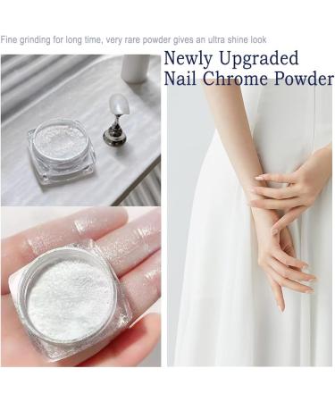 White Pearl Chrome Nail Powder - Shiny Mirror Effect Glitter for Nail Art Jewelry - Metallic Pigment for Magic Nails - Buy Online on GoSupps.com