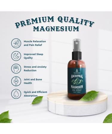Ancestral Supplements Magnesium Spray Magnesium for Sleep + Muscle Support Made with Magnesium Chloride & Natural Minerals Fast Absorbing Topical Magnesium Oil Supplement for Body Application 4 oz - Buy Online on GoSupps.com