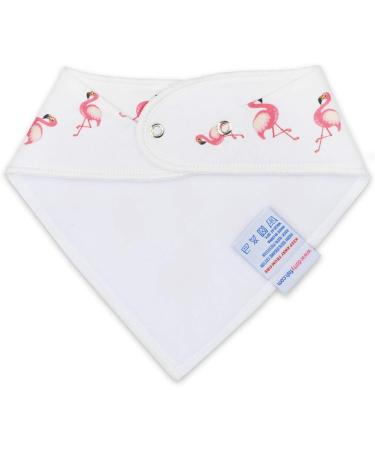 Dotty Fish Organic Cotton Baby Bandana Bibs - Super Absorbent Teething Bibs for Girls Boys Unisex - Flamingos Print - Buy Online on GoSupps.com