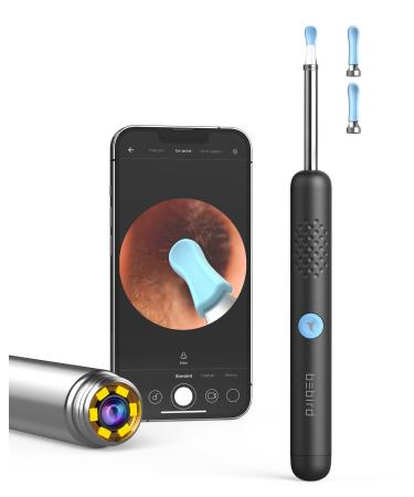 BEBIRD® R1 Ear Wax Removal Tool with Otoscope 1080P, Ear Cleaner with 2 Sprial Silicone Ear Scoops, Ear Camera with 6 LED Light for Ear Cleaning, Compatible with All Mobile Phones, Black