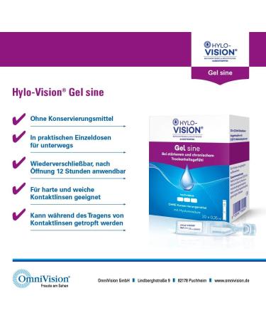 Hylo-Vision Gel Eye Drops | Intensive Moisture for Dry Eyes | Preservative-Free Contact Lens Safe | 20 x 0.35 ml - Buy Online on GoSupps.com