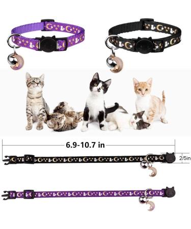 2PCS Breakaway Cat Collars with Bell - Adjustable Safe Kitten Collars - Glow in The Dark - Black&Purple - Buy Online on GoSupps.com