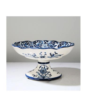Fruit Bowl Fruit Bowl New Chinese Style Retro Blue and White Porcelain Fruit Dish Home Living Room Kitchen Restaurant Desktop Decor Round Ceramic Fruit Plate Fruit Plate