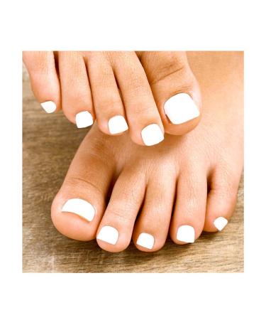 White Glossy Acrylic Fake Toenails - Short Square Full Cover False Nails (24Pcs) - Buy Online on GoSupps.com