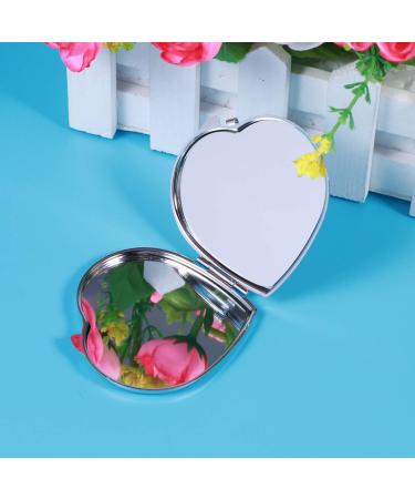 ULTNICE Compact Double Sided Heart Shape Makeup Mirror - Silver | Portable Pocket Mirror for Handbag and Purse - Buy Online on GoSupps.com