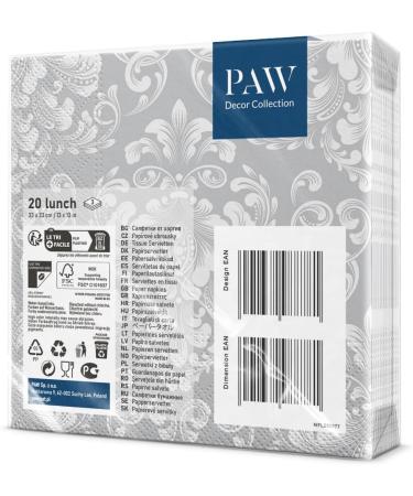 PAW 3-Layer Colorful Paper Napkins (33x33 cm) - 20 Pieces for Weddings Communions and Special Celebrations - Buy Online on GoSupps.com