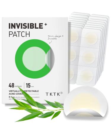 TKTK Pimple Patches 15mm Large Invisible Acne Patch for Face with Salicylic Acid 0.01cm Extra Thin Daytime Use Hydrocolloid Zit Patch for Big Pustule Whitehead Cystic Acne Spot Treatment 48 Count 15mm 48 Count
