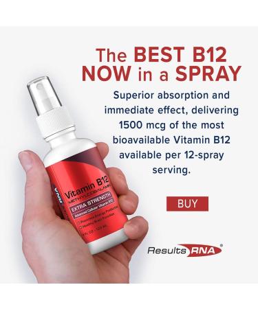 Results RNA Advanced Cellular Vitamin B12 Methylcobalamin Spray - Heart Health, Energy & Brain Function - Great Taste - 2 oz - Buy Online on GoSupps.com