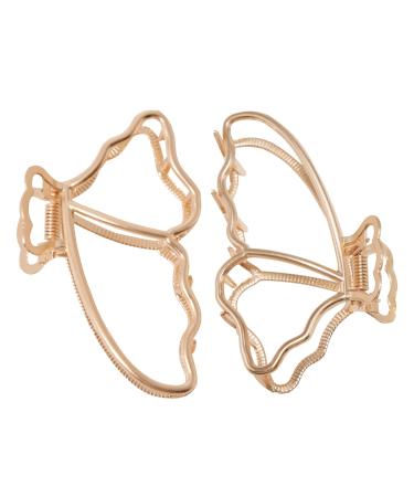 Butterfly Hair Clips for Women 2 Packs Butterfly Metal Hair Clips for Girls 3 Inch Claw Clips for Thick Hair No-Slip Hair Styling accessories Gold Gold & Gold