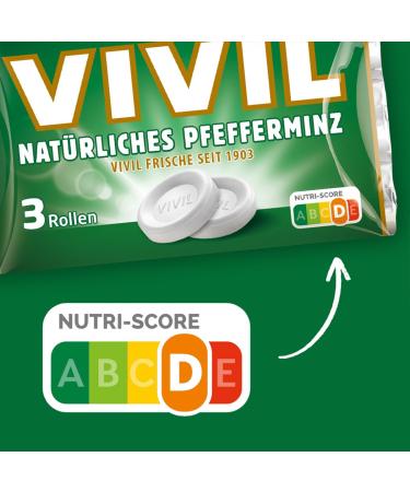 Vivil Roll Natural Peppermint Gluten-Free & Vegan Fresh Pastilla 3 Pack (3 x 29g) Refreshing Peppermint Taste Ship Internationally! - Buy Online on GoSupps.com