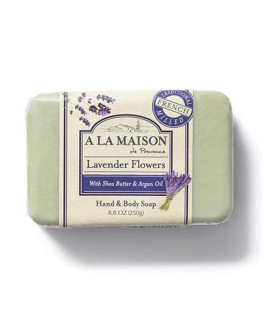 A La Maison Lavender Flower Bar Soap 8.8 oz. | 1 Pack Triple French Milled All Natural Soap | Moisturizing and Hydrating For Men, Women, Face and Body 8.8 Ounce (Pack of 1)