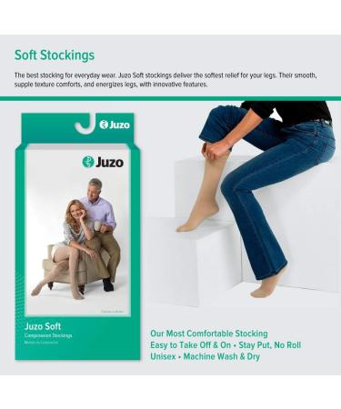 Juzo Soft 2001 Knee-High Compression Sock 20-30mmHg - Closed Toe Silicone Top Band Beige - International Shipping Available - Buy Online on GoSupps.com