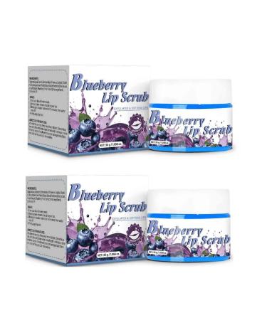 2PCS Lips Scrub Fruit Flavor Blueberry Lip Scrub Moisturizing Nourishing Exfoliating Dead Skin