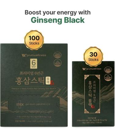 Korean Red Ginseng Sticks - Premium Liquid Portable Sticks No Preservatives - Ginseng Black 25mg Extract (100P) - Buy Now for International Shipping - Buy Online on GoSupps.com