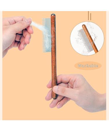 Longbest Steel Pet Comb for Cats & Dogs - Knot Remover Skin-Friendly Wooden Handle Feline & Canine Care - Buy Online on GoSupps.com