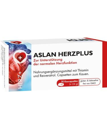Aslan Herzplus (30 chewing capsettes) - dietary supplements with vitamin B1 and resveratrol to support a normal heart function nervous system and energy