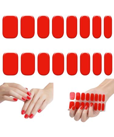 Gel Nail Stickers Cuttable Semi Cured Gel Nail Strips Self-Adhesive Full Nail Wraps Nail Polish Stickers Bright Red Semi Cured Gel Nails - Buy Online on GoSupps.com