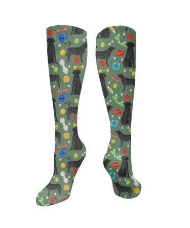 Black Lab Dog Cute Labrador Toys Design Green compression socks for women and men circulation 15-20 mmHg is the best support for sporty running cycling