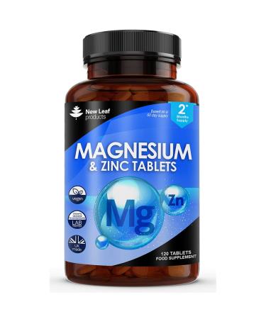 Magnesium Supplement 500mg Magnesium and Zinc Supplement - High Absorbency Magnesium Oxide & Zinc - Muscle Bones & Healthy Immune Function - Vegan Non-GMO Gluten-Free - 120 Easy to Swallow Tablets 120 Count (Pack of 1)