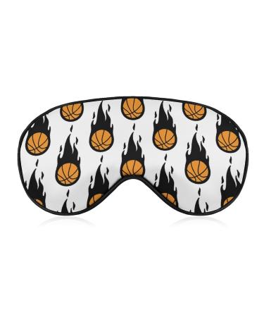 Fire Basketball Sleeping Mask Soft Comfortable Eye Mask with Adjustable Head Strap Light Blocking Eye Cover Shade for Boys Girls Women Men Plane Travel