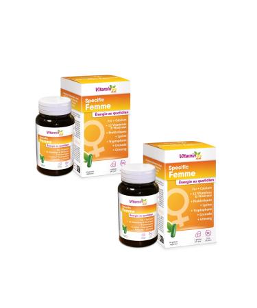 VITAMIN 22 Specific Femme – Based on 14 Vitamins and Minerals – Fortifying and Anti-Fatigue Action – Made in France – 60 Day Cure – Pack of 2
