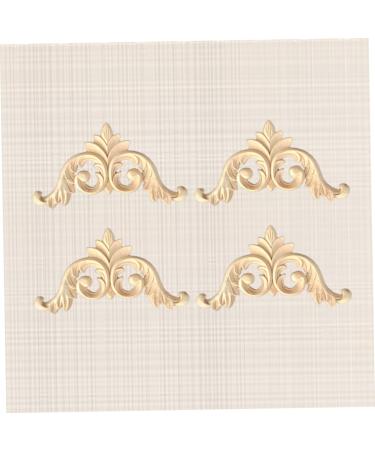 Alipis 4pcs Furniture Ornament Flower Corner Wooden Carving Corner Decals Unpainted Frames Cabinet Flowers - Buy Online on GoSupps.com